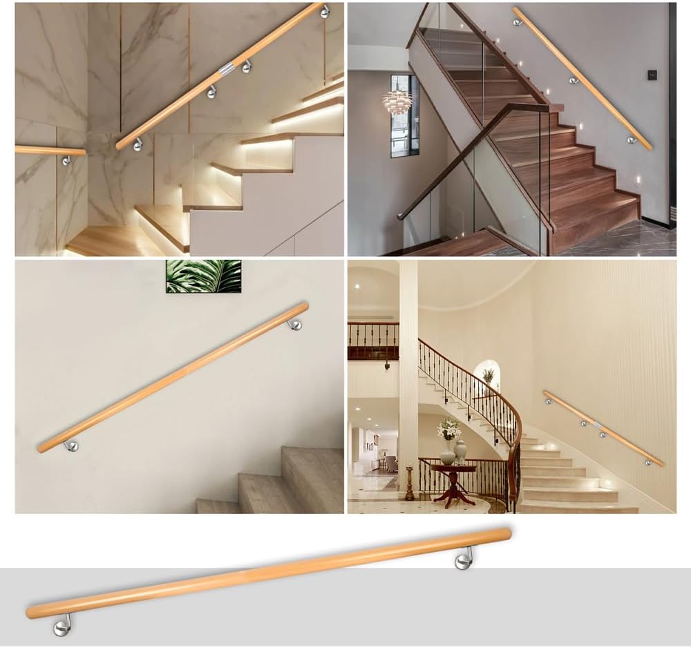 Buche Holz Handlauf Treppengeländer Geländer für Treppe Wandhandlauf V2Aox | 450 cm, Wand, seitliche