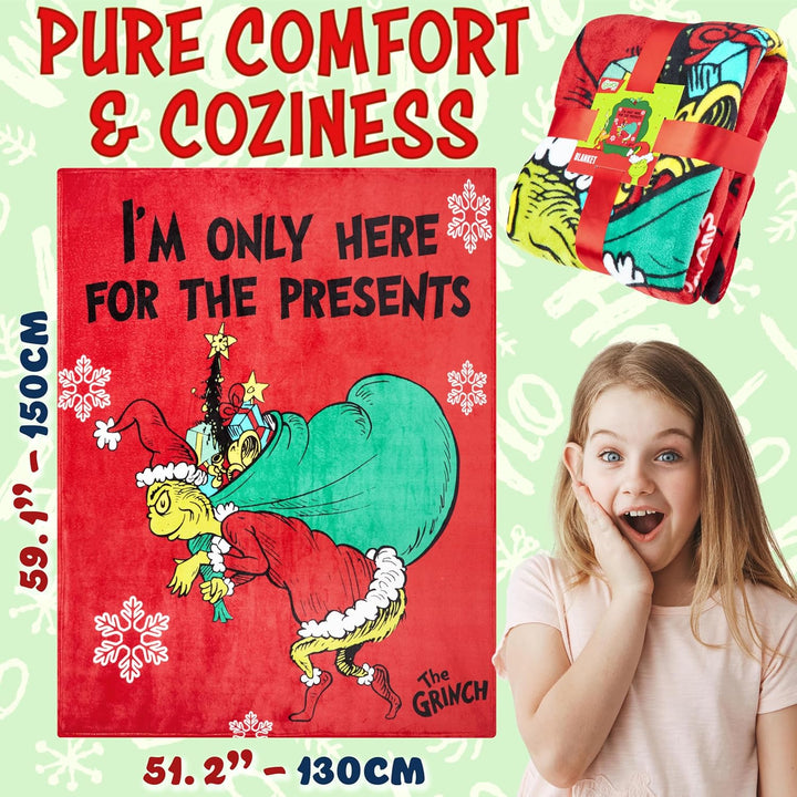 The Grinch Fleecedecke Kuscheldecke Flauschig - Offizielles Merchandise, Superweiches Fleece für So