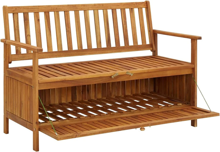 Tidyard Truhenbank Gartenbank mit Stauraum Holzbank Sitzbank Flurbank Bank mit Kissen 120 cm Massivh