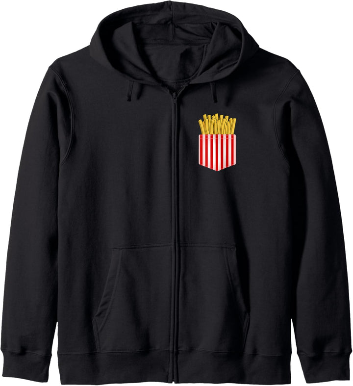 Pommes Frites Brusttasche Fritten Tasche Tüte Fastfood Kapuzenjacke
