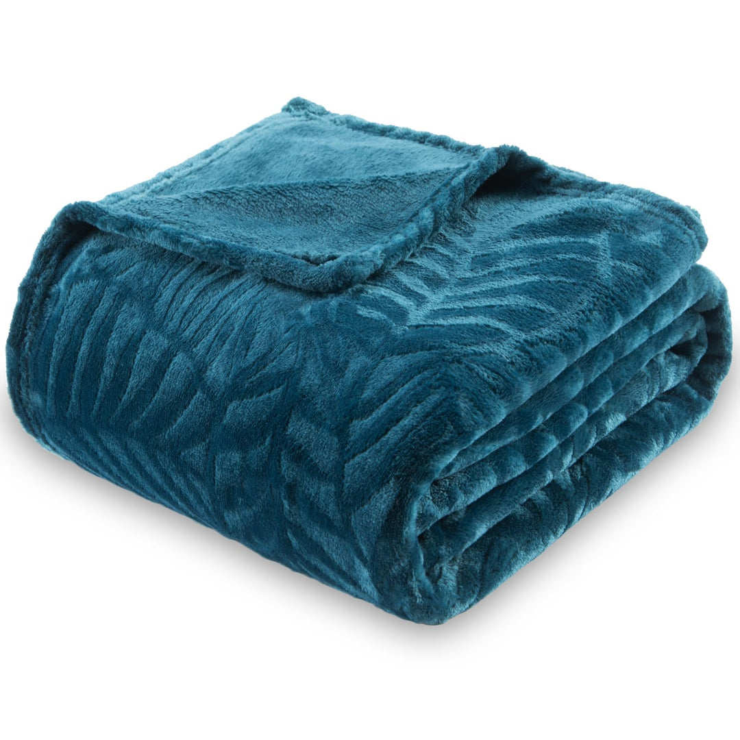 SOCHOW Flanell Fleecedecke mit 3D-Blattmuster, leichte, superweiche, gemütliche Plüsch-Bettdecke/Sof