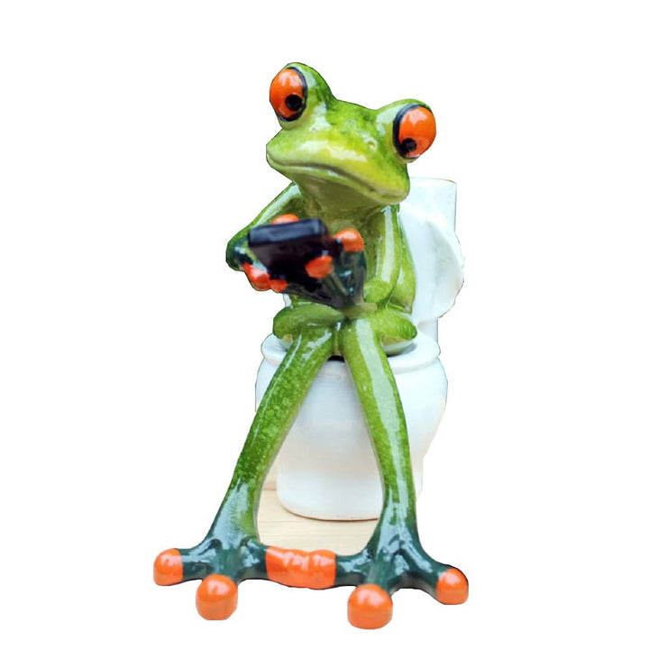 StealStreet ss-g-61233 Frosch Arbeiten auf IT 'S eigenen Badezimmer Business Deko Figur, Grün
