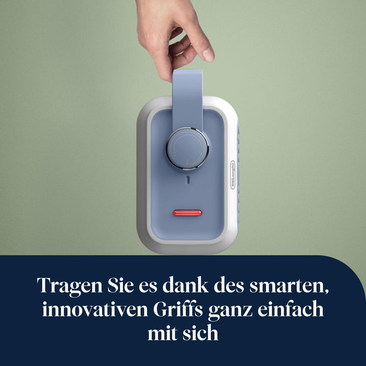 De'Longhi Capsule Desk Keramik-Heizlüfter HFX10B03.LB, leiser Mini-Schnellheizer, ausrichtbarem Gitt