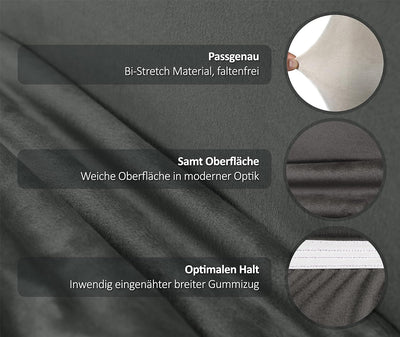 BEAUTEX 4er Set LEA Stuhlhusse, elastische Uni Stretch-Husse aus Samt Mikrofaser Farbe wählbar (Grau