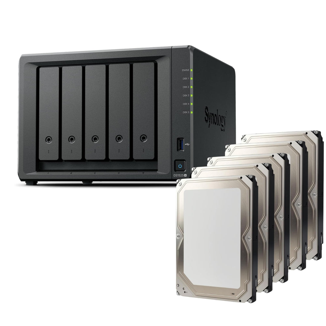 Synology Diskstation NAS DS1525+ 10TB Bundle Bestpreis Festplatten (5X 2TB) 5 Bay Plus Serie mit Ryz