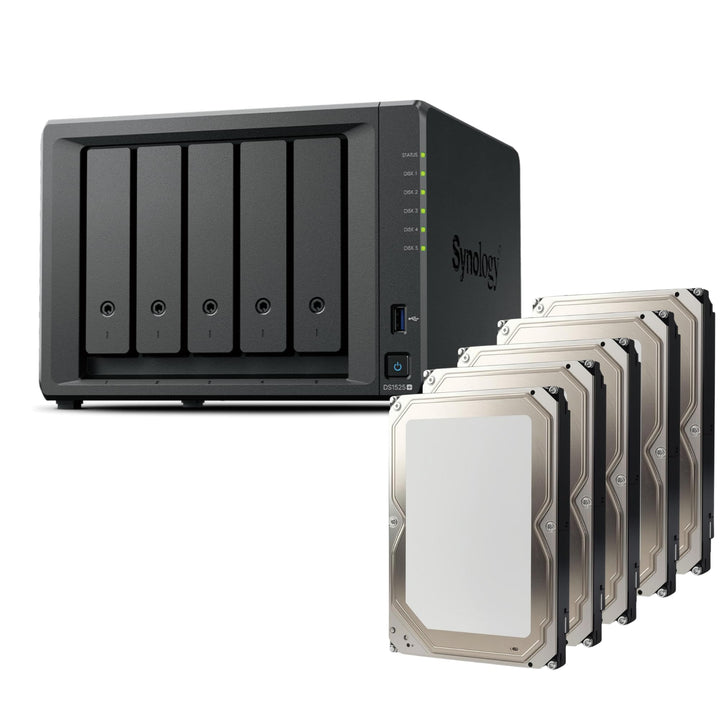 Synology Diskstation NAS DS1525+ 10TB Bundle Bestpreis Festplatten (5X 2TB) 5 Bay Plus Serie mit Ryz