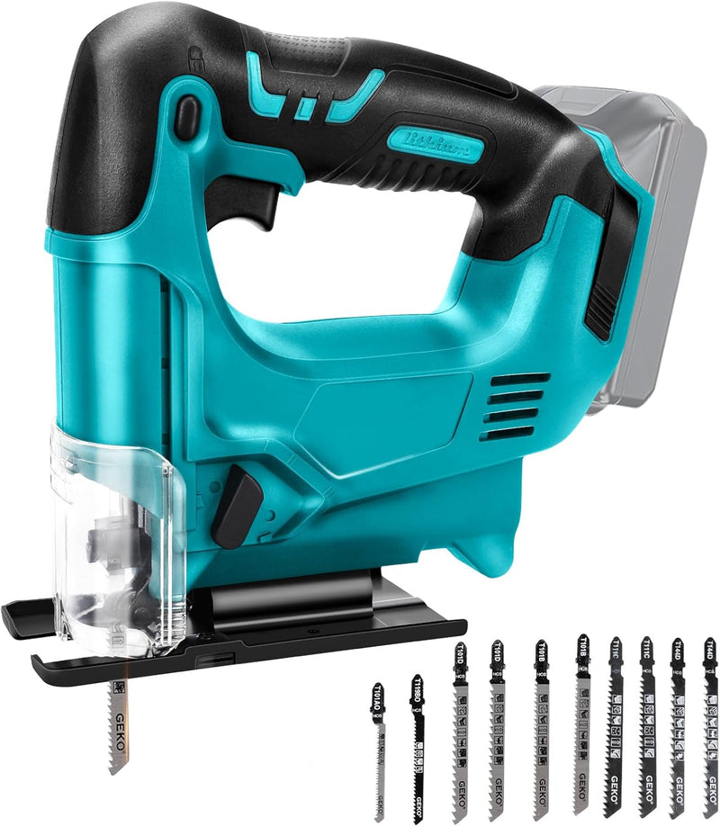 Akku Stichsäge für Makita 18V Lithium-Akku, Elektro-Stichsäge mit 10 Stichsägeblatt,Variable Geschwi