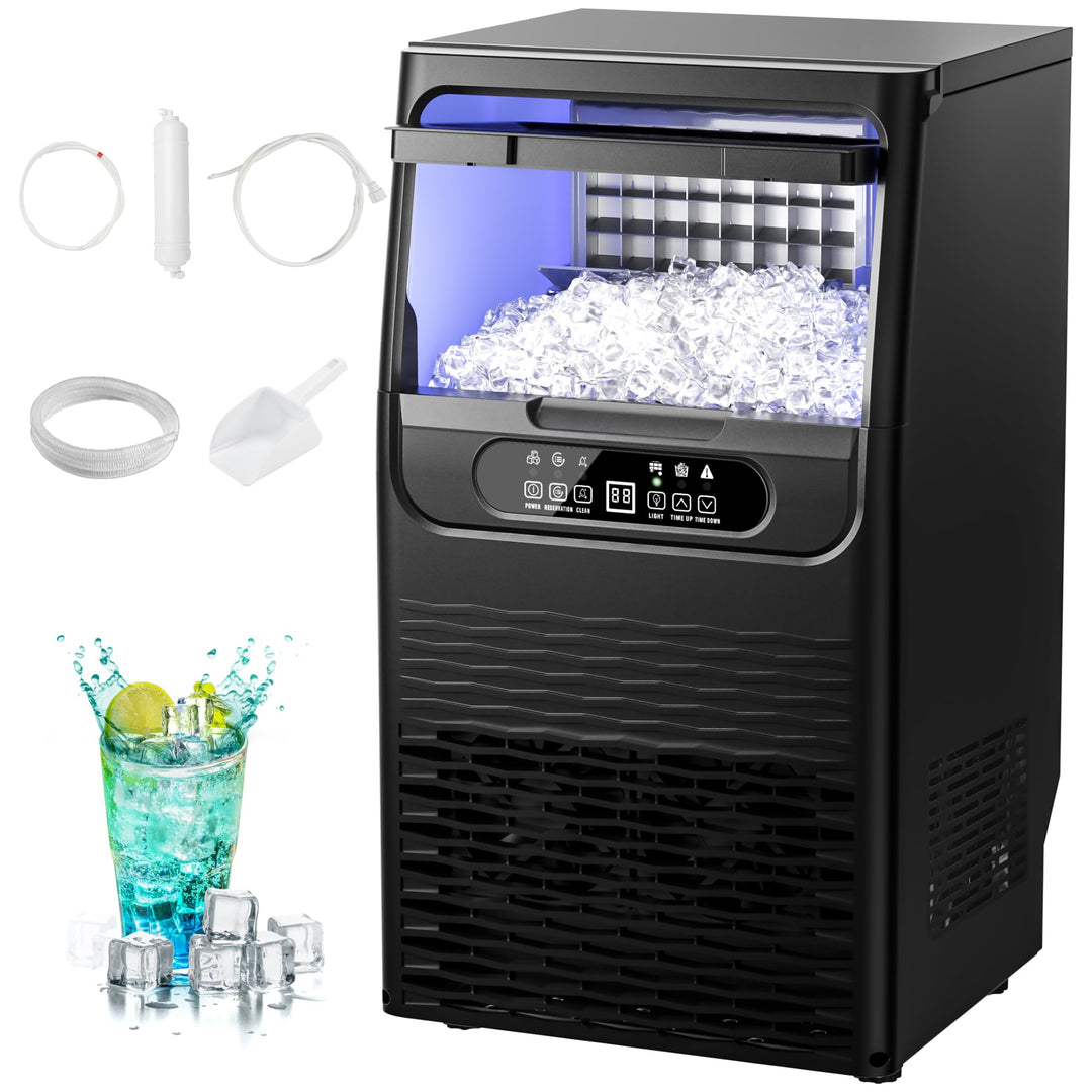 EUHOMY Gewerbliche Eiswürfelmaschine 32KG/24H | 36 Eiswürfel in 11 Min, Unterbau-Eismaschine mit Was