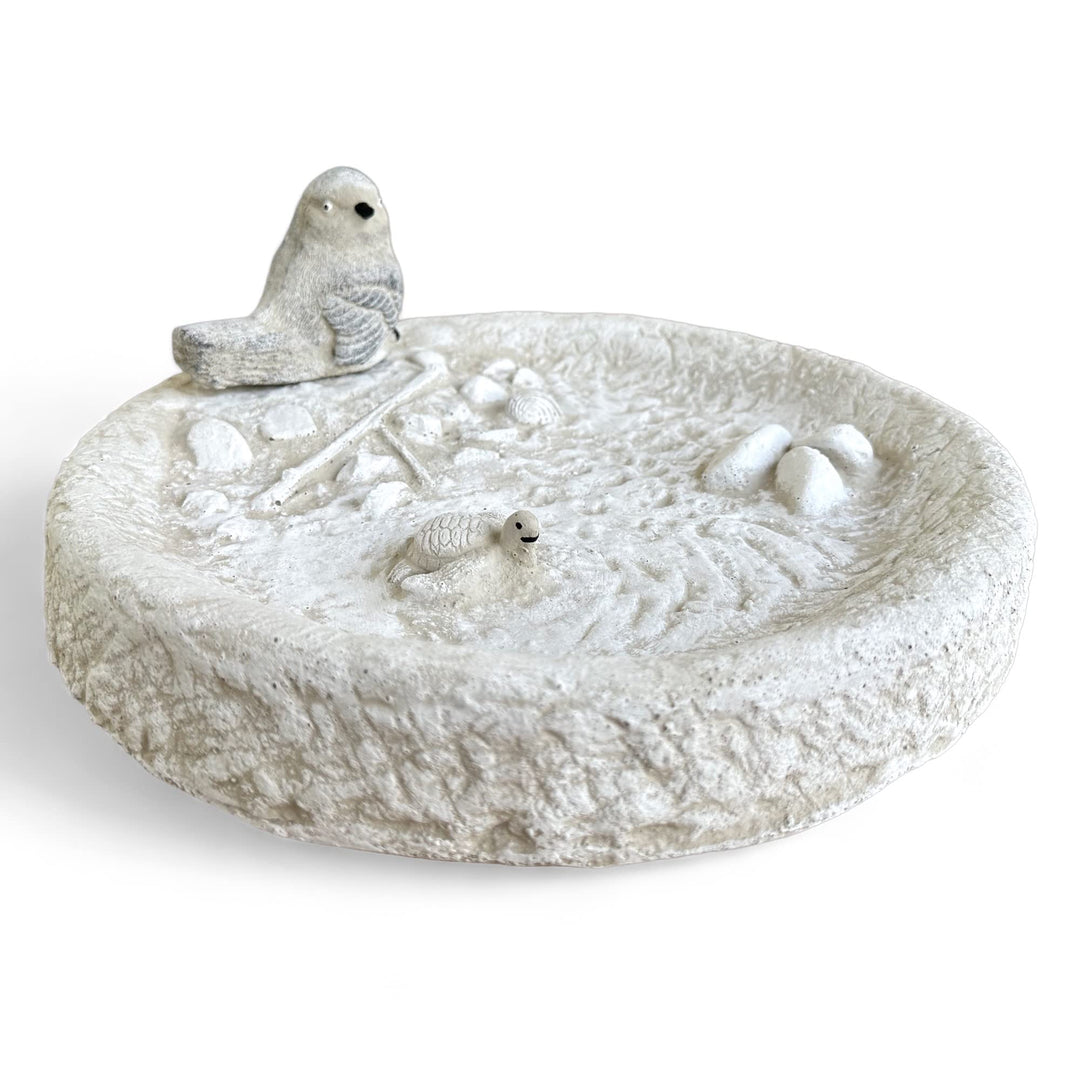 Radami Vogeltränke Vogelbad Wasserstelle Vogelbecken Schildkröte GRAU mit Vogel ca.4,6kg