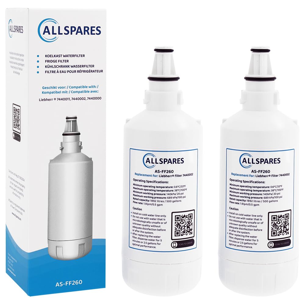 AllSpares Wasserfilter für Kühlschrank geeignet für Liebherr 7440002 (2 Stück), 2 Stück