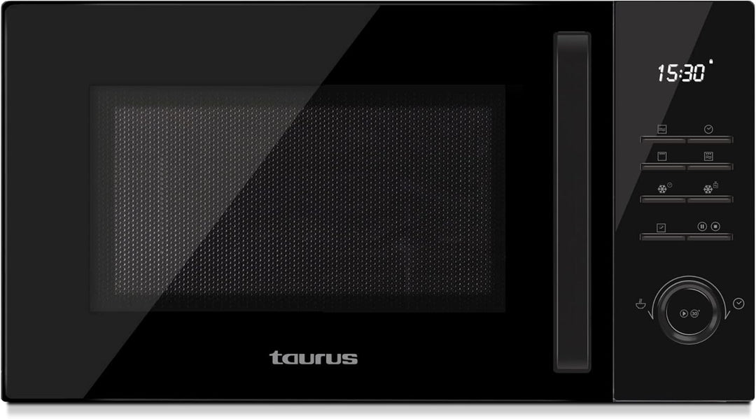 Taurus Laurent 25 Schwarz Digitale Mikrowelle, 25 L, 900 W, Grill 1000 W, 10 Stufen, Auftaufunktion,