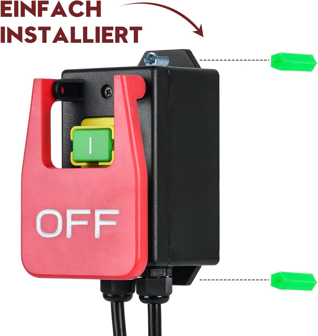 220V Einphasige Ein Aus Schalter, Briidea Sicherheitsschalter Nullspannungsschalter mit Steckdose, M