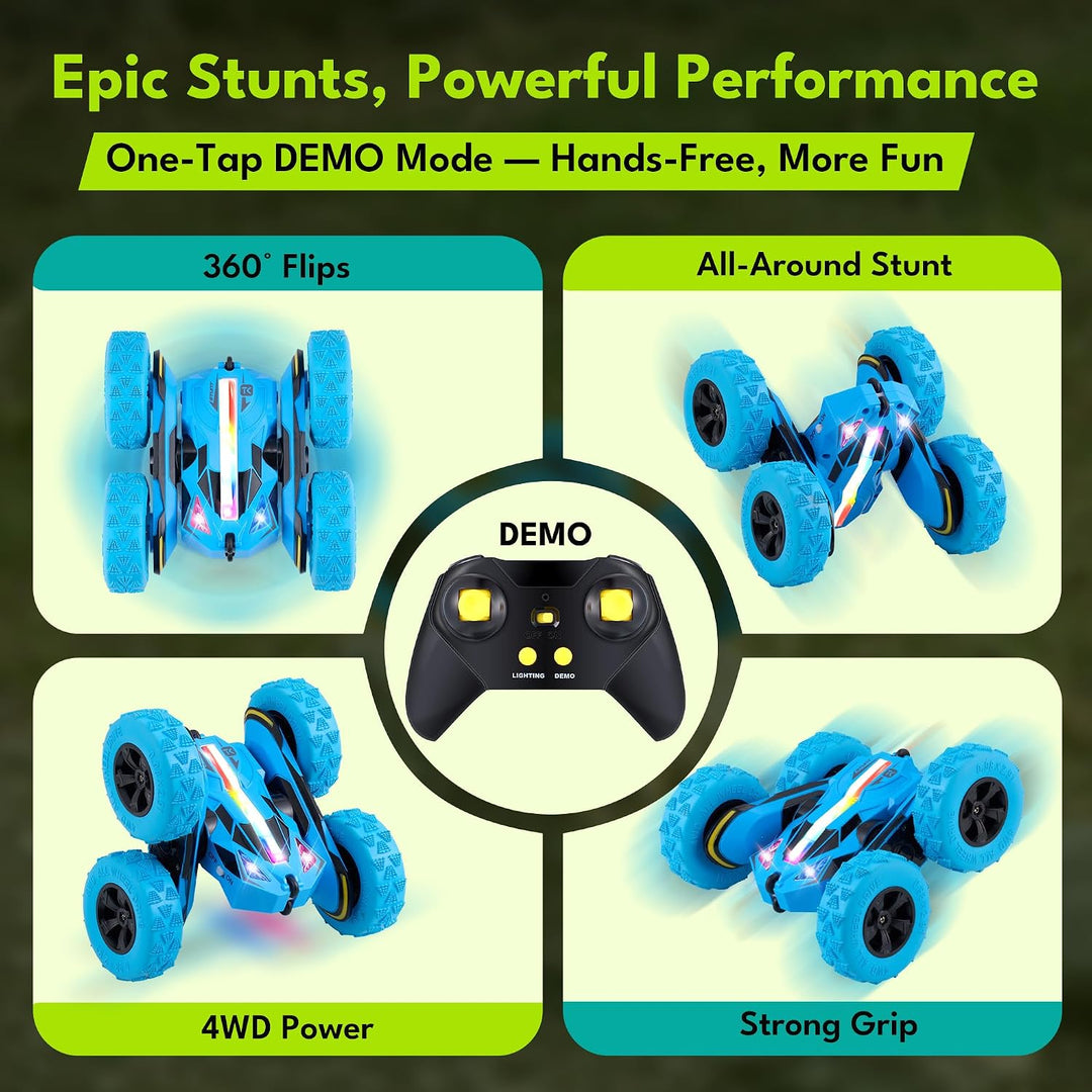 Threeking Ferngesteuertes Auto RC Stunt Car Kinderspielzeug Ab 6 Jahre | Schnellwechselakku, Stunt-A