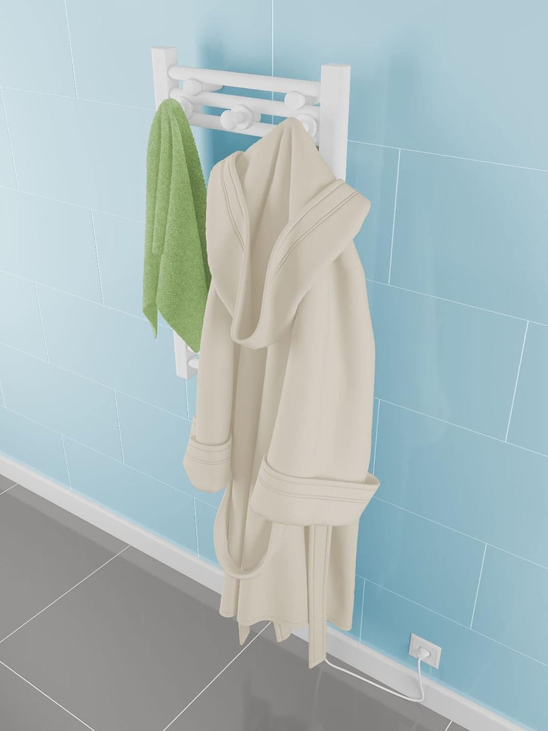 PRIME Handtuchhalter Weiss glänzend für Badheizkörper 2´er Pack Bademantelhalter Handtuchhaken