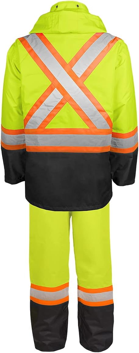Dickies Workwear High-Visibility 150-Deniers Rain Suit, L Yellow