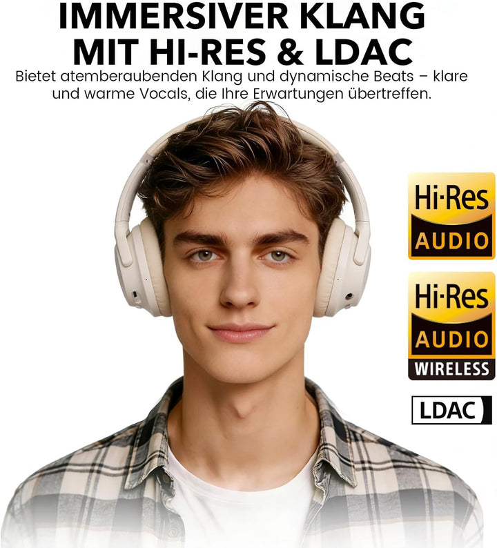 1Mii AI Y8+ Kabellose Bluetooth 6.0 Kopfhörer, Hybrid Active Noise Cancelling, LDAC Hi-Res Audio, 10