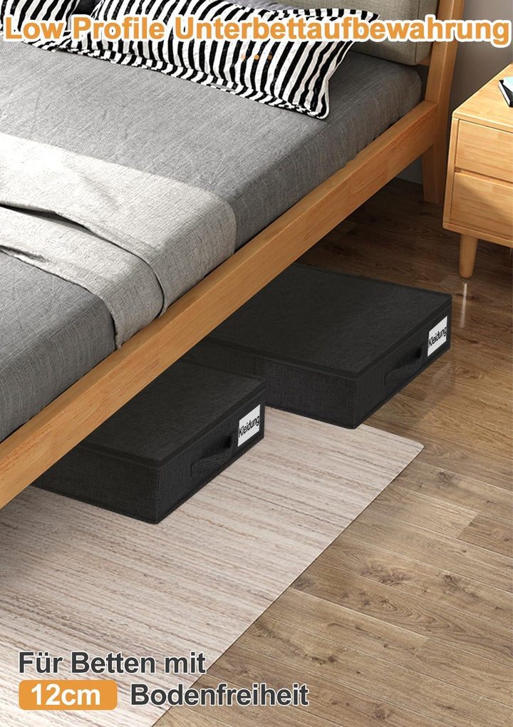 Huquter Unterbettkommode 2 Stück, Faltbare Stoff-unterbett Aufbewahrung, Doppelreissverschluss & 3 V