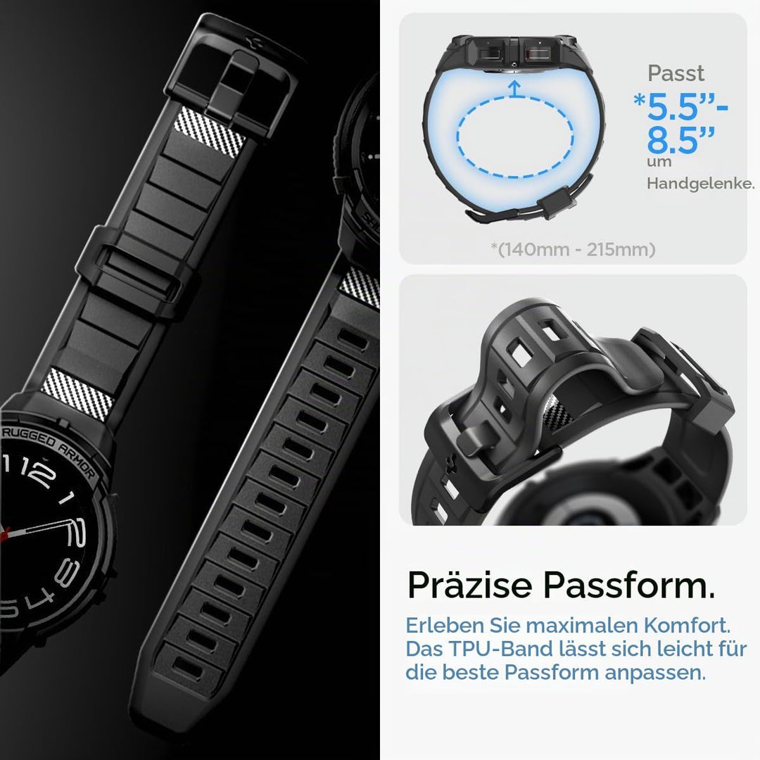 Spigen Rugged Armor Pro Hülle mit Armband Kompatibel mit Samsung Galaxy Watch 6 Classic 47mm 2023 -