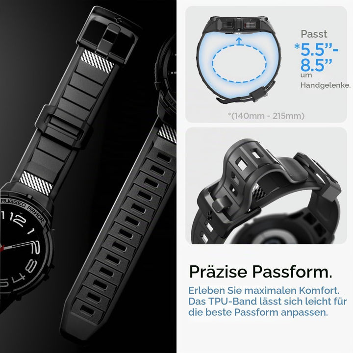 Spigen Rugged Armor Pro Hülle mit Armband Kompatibel mit Samsung Galaxy Watch 6 Classic 47mm 2023 -