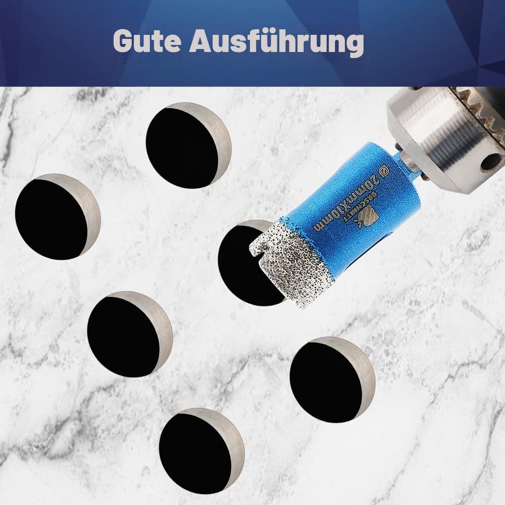 Diamantbohrer 20mm, BRSCHNITT Sechskant-Schaft Diamant Lochsäge Bohrer Set für Feinsteinzeug Keramik