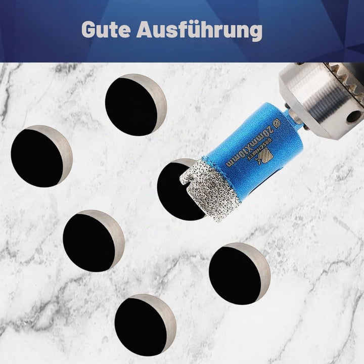 Diamantbohrer 20mm, BRSCHNITT Sechskant-Schaft Diamant Lochsäge Bohrer Set für Feinsteinzeug Keramik