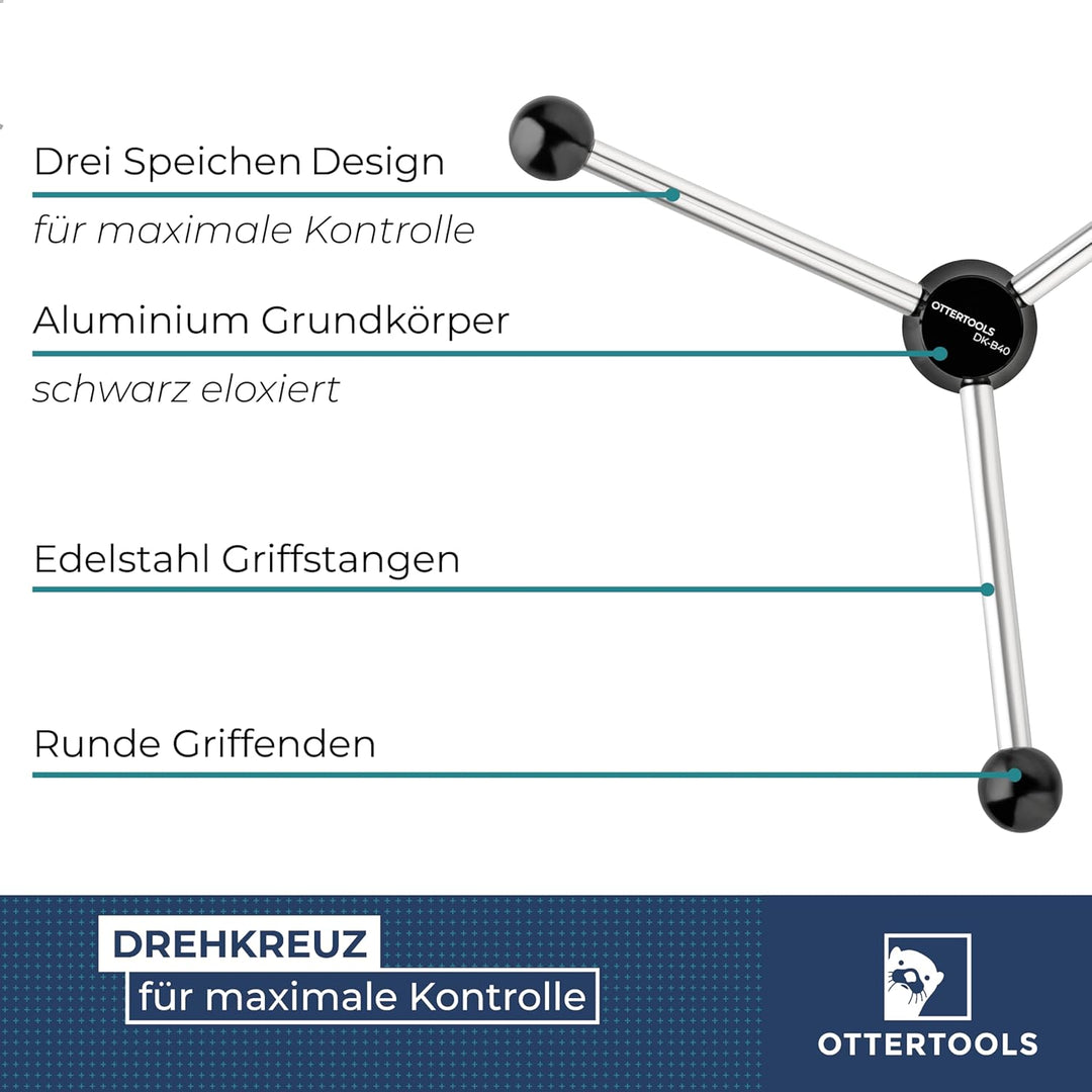 Ottertools - Drehkreuz kompatibel mit Bosch PBD-40 Tischbohrmaschine (runde Griffform) kompatibel mi