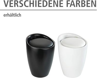 WENKO Badhocker Candy Schwarz matt, Sitzgelegenheit, Hocker mit Stauraum für das Badezimmer und Wohn