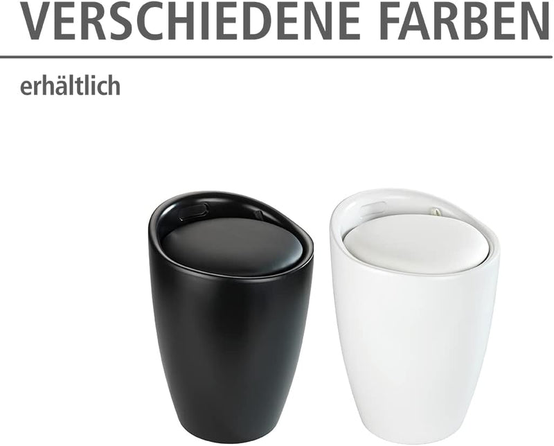 WENKO Badhocker Candy Schwarz matt, Sitzgelegenheit, Hocker mit Stauraum für das Badezimmer und Wohn