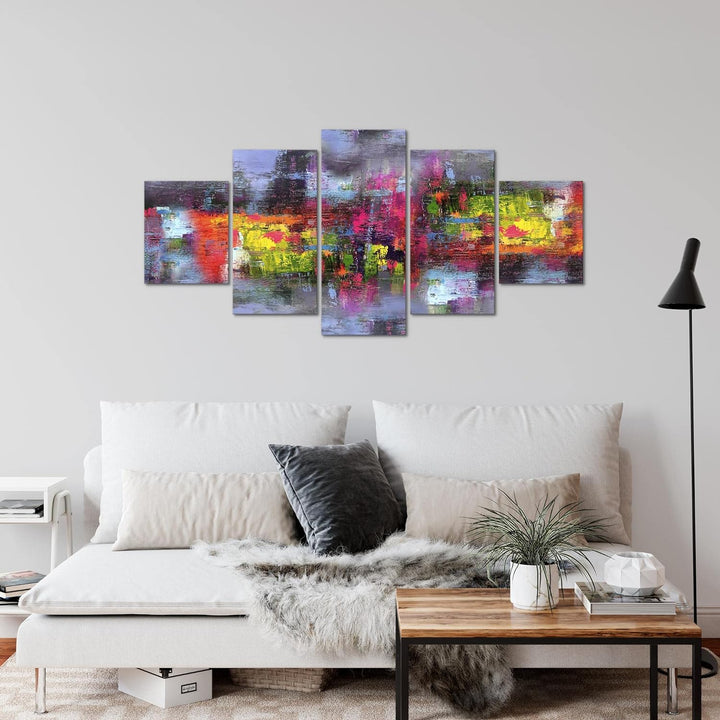 Runa Art Wandbilder Abstrakt 5 Teilig Bild auf Vlies Leinwand Deko Wohnzimmer Schlafzimmer Gemälde B