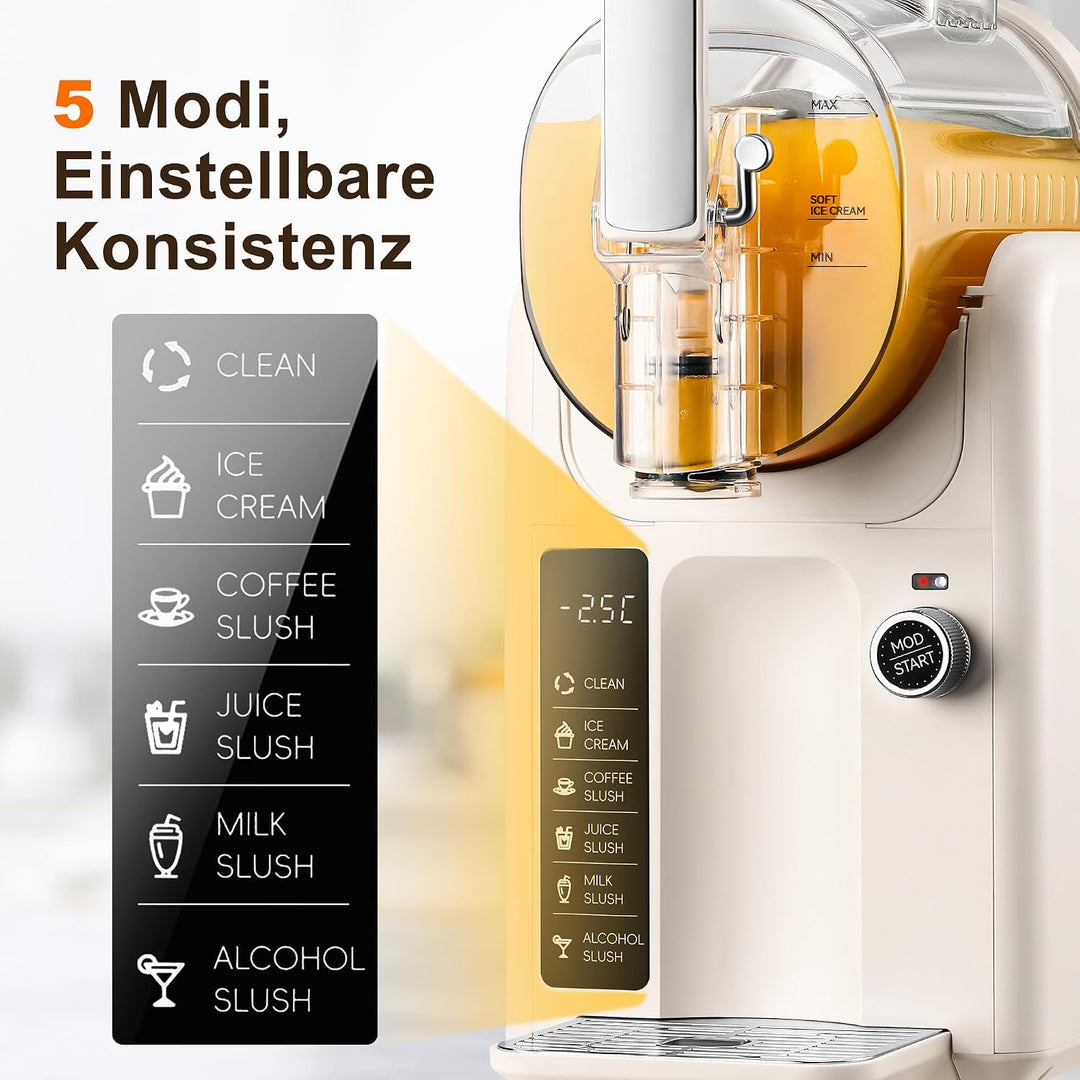 Goldtouch Slush Maschine,2L Slusheis Maschine,für 5 Funktionen：Eiscreme、Milchshake、Margaritas、Kaffee