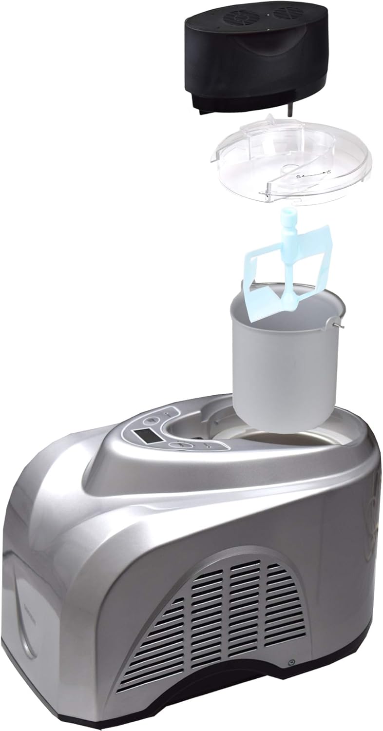 Syntrox Germany Eismaschine mit Kompressor-Frozen Yogurt-Milchshake Maschine-Flaschenkühler Gino Gel