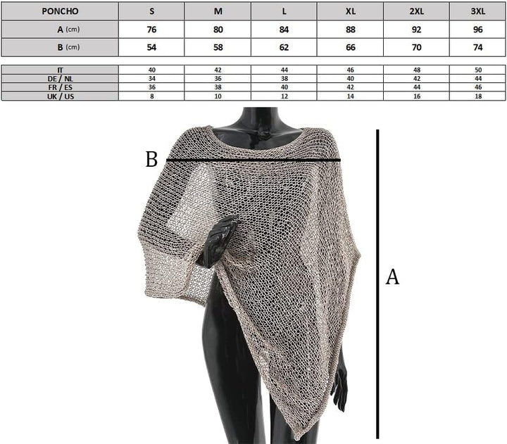 JOPHY & CO. Damen-Poncho aus Netzstoff, Strickoptik, schulterfrei, für Sommer und Frühling, leicht u
