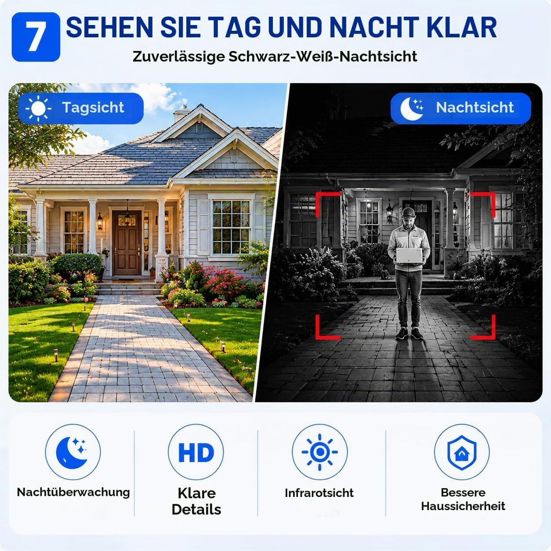 Kabellose Türklingel mit Kamera, 1080P, Videotelefon, kabellos, für den Aussenbereich, wasserdicht,