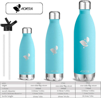 AORIN Vakuum-Isolierte Trinkflasche - 350ml/500ml/750ml - Wasserflasche BPA-Frei,24 H Kühlen & 12 H