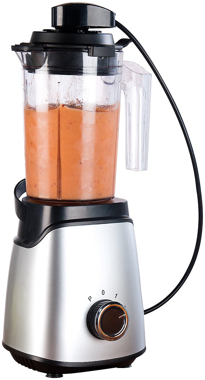 Rosenstein &amp; Söhne Standmixer: 2in1-Vakuum-Mixer mit 3 Stufen &amp; 4 Klingen, 700 ml, BPA-frei, 300 Wat