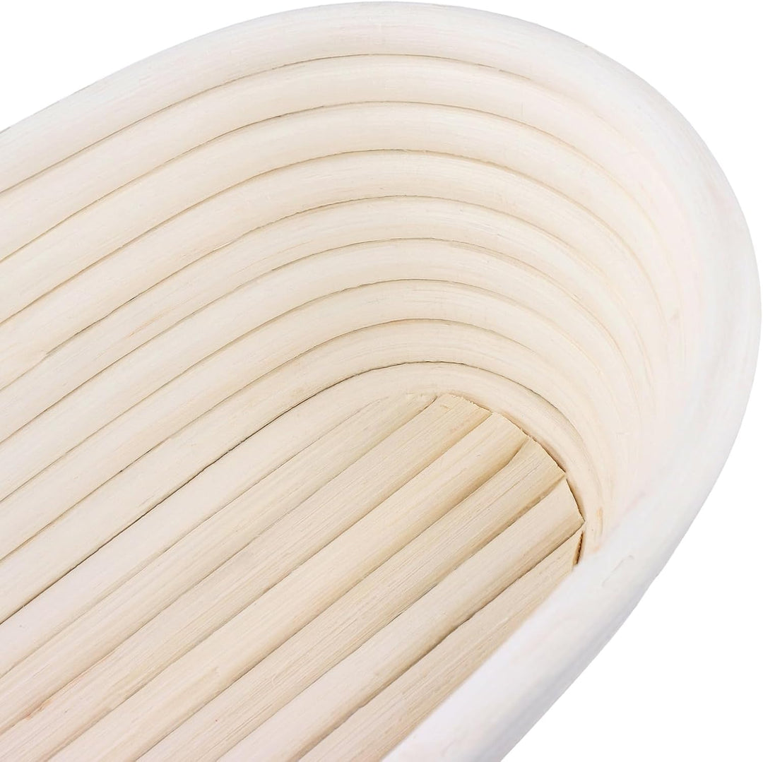 SINJEUN 2er Set Gärkorb Oval 25 cm und 28 cm, Rattan Brotkorb mit Leinentuch für Brot Backen, Küche,