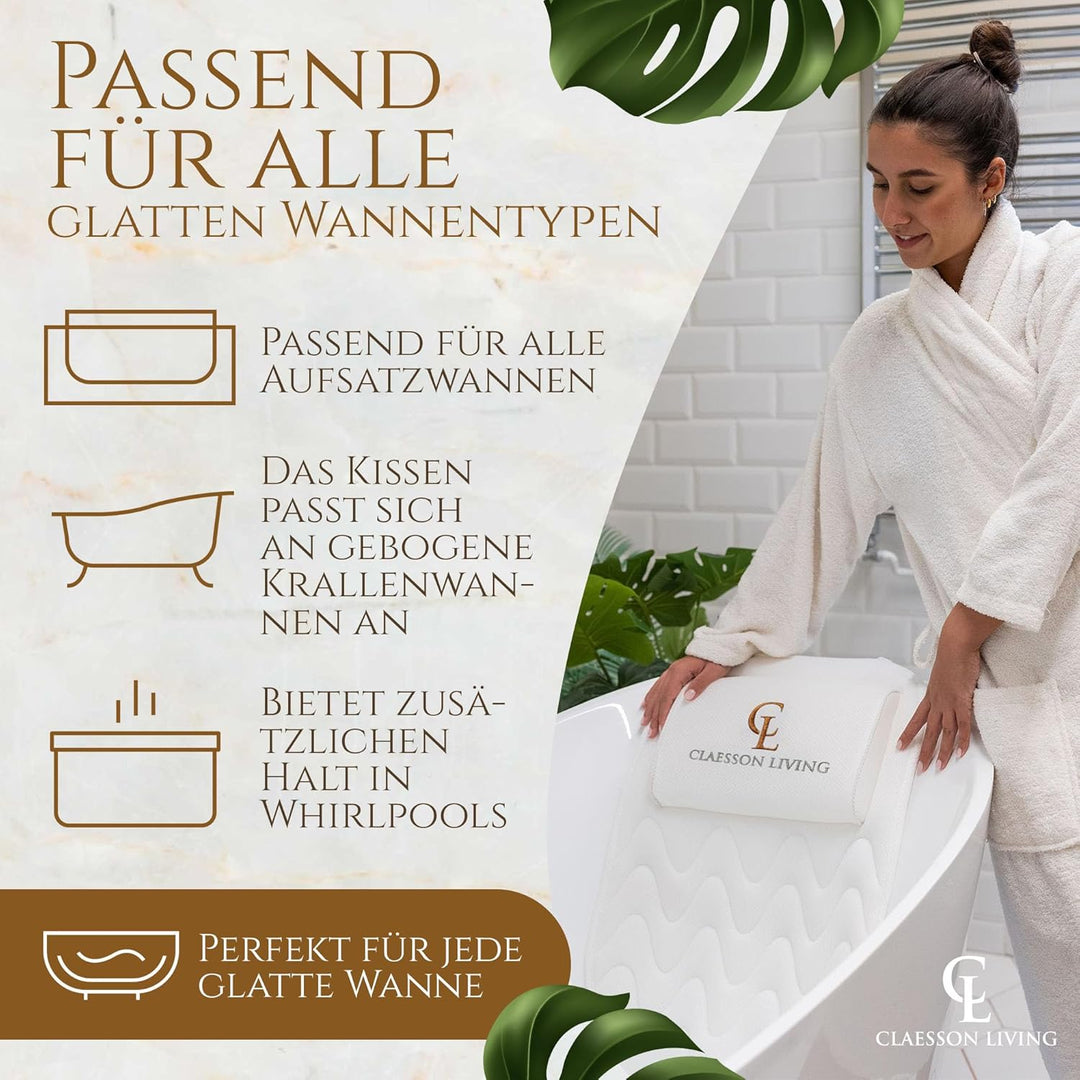 Badewannenkissen Ganzkörper Badekissen (125x43cm) - Badewannenmatte mit Kopfstütze unterstützt Nacke
