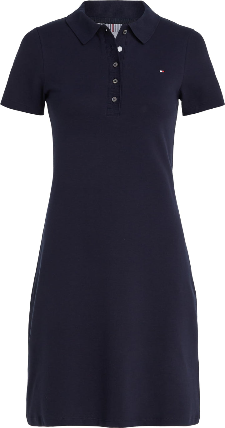 Tommy Hilfiger Damen Polokleid 1985 Slim Pique Polo Dress Ss Slim Fit L Blau (Desert Sky), L Blau (D