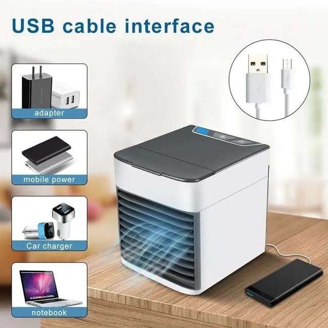 Mini-Klimagerät, tragbar, USB, Luftkühler mit Luftbefeuchter, Luftreiniger, 7 Farben, LED-Licht, 3 G