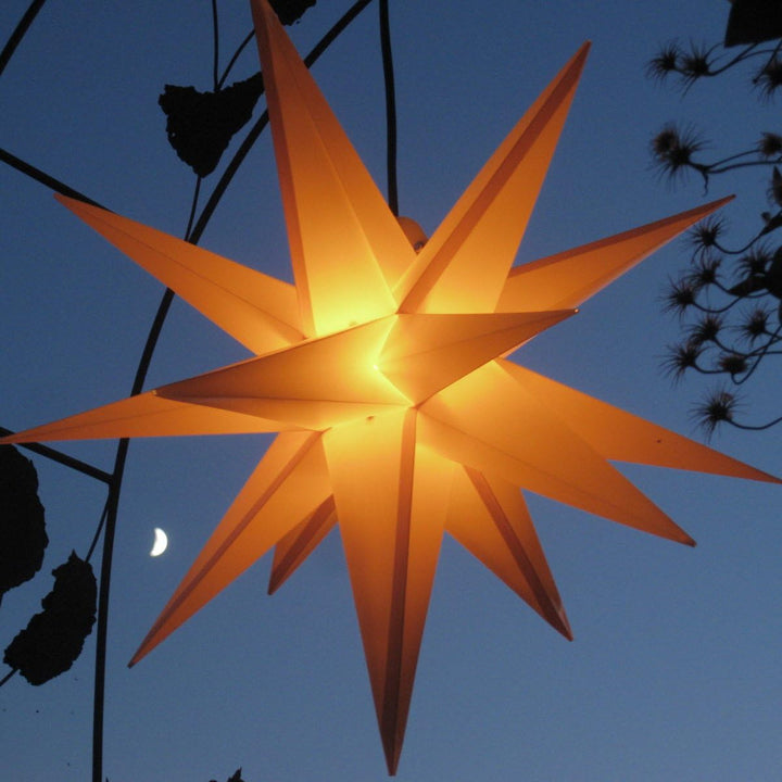 Aussenstern gelb mit auswechelbarer LED - beleuchteter Stern 55-60 cm Adventsstern Weihnachtsstern L