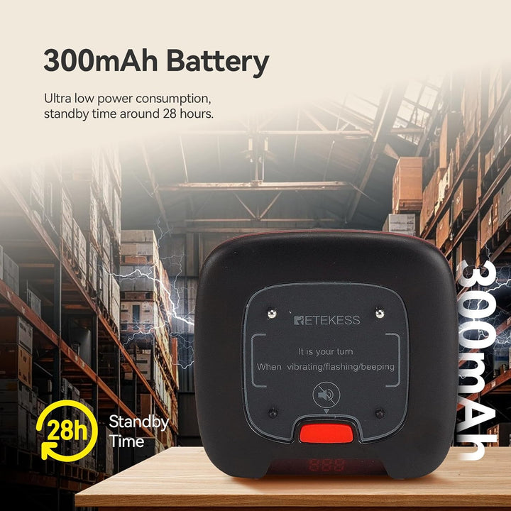 Retekess TD183 Pager System, Doppelte Ladung Restaurant Pager, 20 Untersetzer Stabil, 30H 300mAh Pag