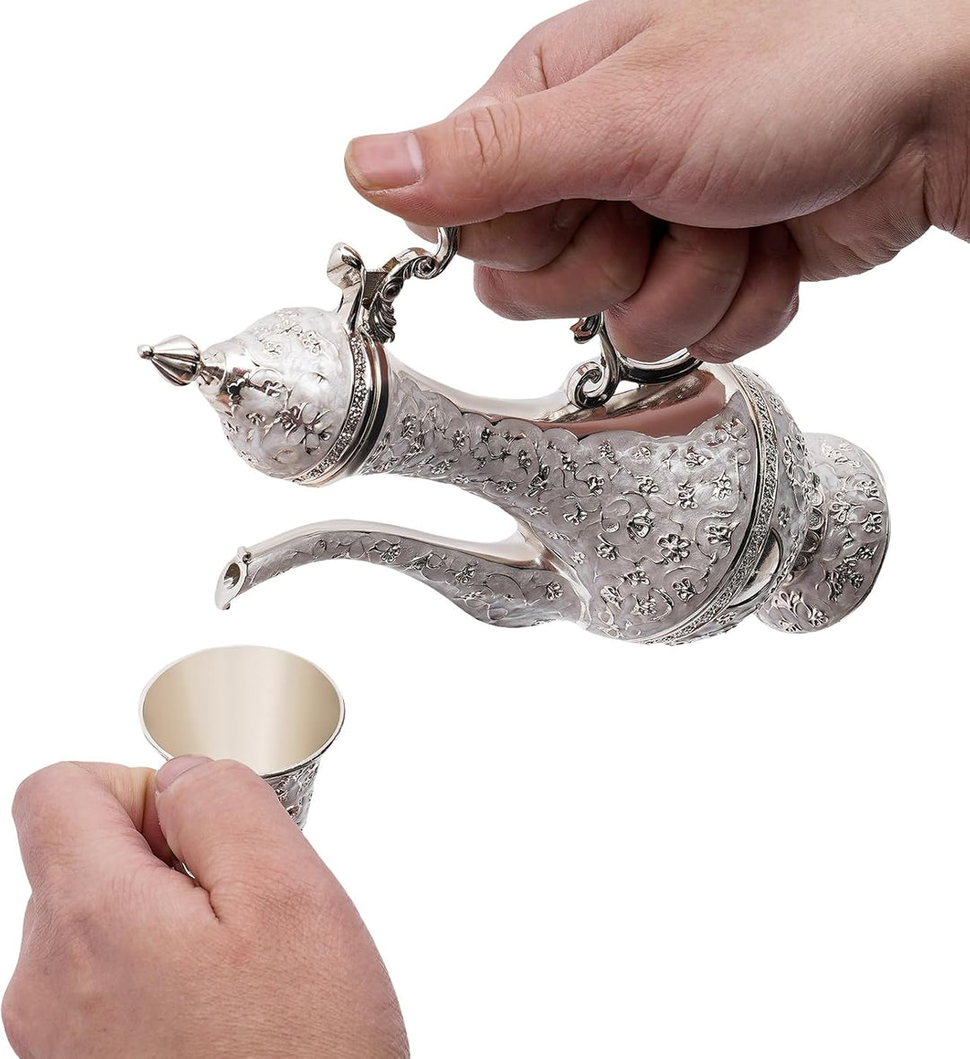 Kaffeetasse und Teekanne Set | Teeservice Set für Teetisch Dekoration Teeservice 6 Stück Zinklegieru