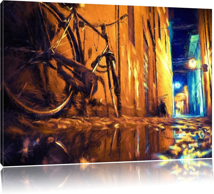 Pixxprint Small Street at Night, Los Angeles Bunstift Effekt, Format: 100x70 auf Leinwand, XXL riesi
