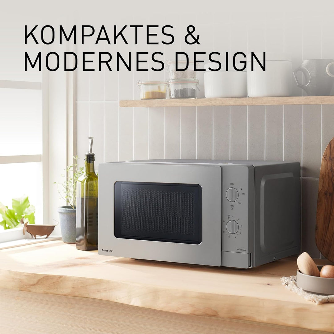 Panasonic NN-SM23QMEPG 20L Solo-Mikrowelle mit Glasschale, 800 W, Auftaueinstellung, 5 Leistungsstuf