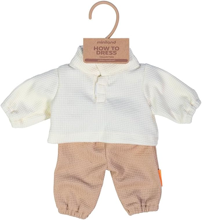 Miniland - Kleidung für 38 cm Puppe, Bekleidungszubehör für Puppen, Übergangspullover und Hose