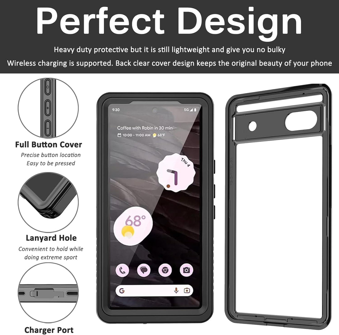 Miimall Schutzhülle für Google Pixel 7A, wasserdicht, IP68, HD-Displayschutz, 360 °, stossfest, robu