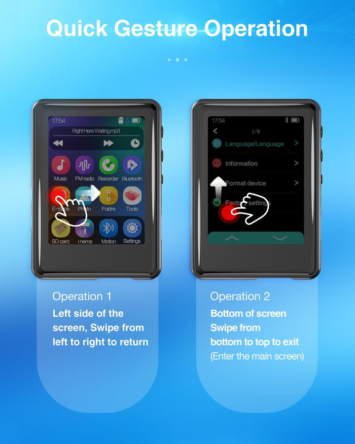 MP3-Player mit Bluetooth 5.3, 16 GB, Full Touchscreen, für Kinder, tragbares Musikgerät mit Lautspre