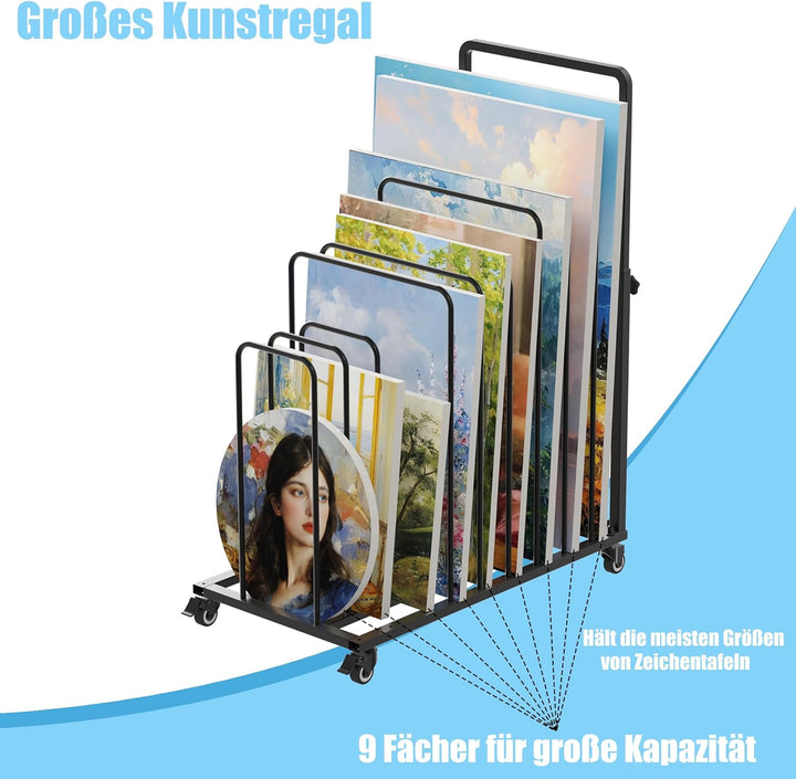 uyoyous Mobile Kunst-Trockengestell 100×80×45cm Trockengestell für Kunst Einstellbares Intervall Kun