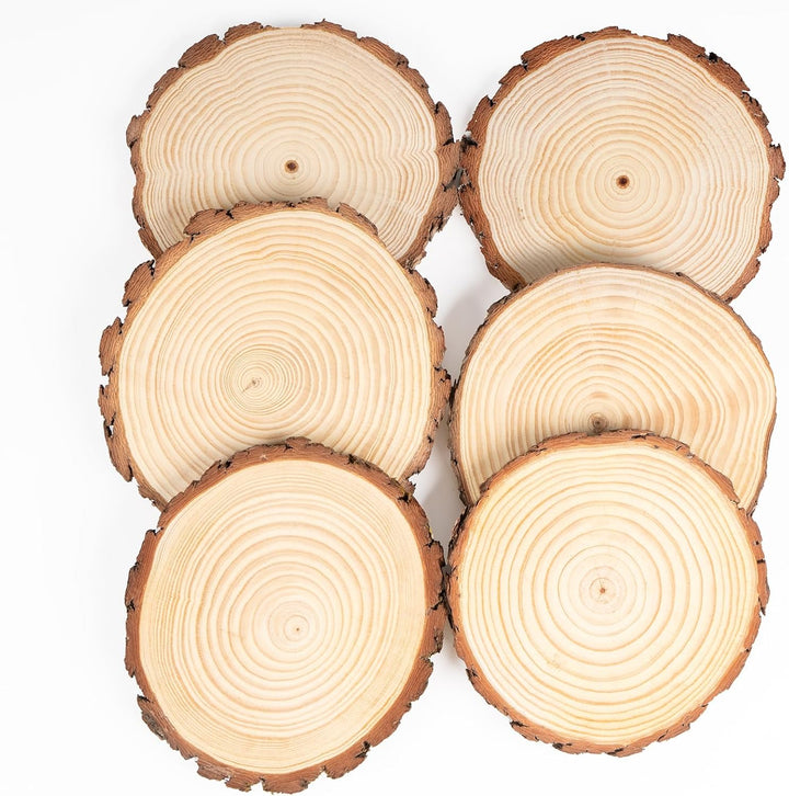 6er Set Baumscheiben 20 cm, Runde Holzscheibe 2cm Dick, Holzscheiben zum Basteln 20 cm(ca. 20-22cm),