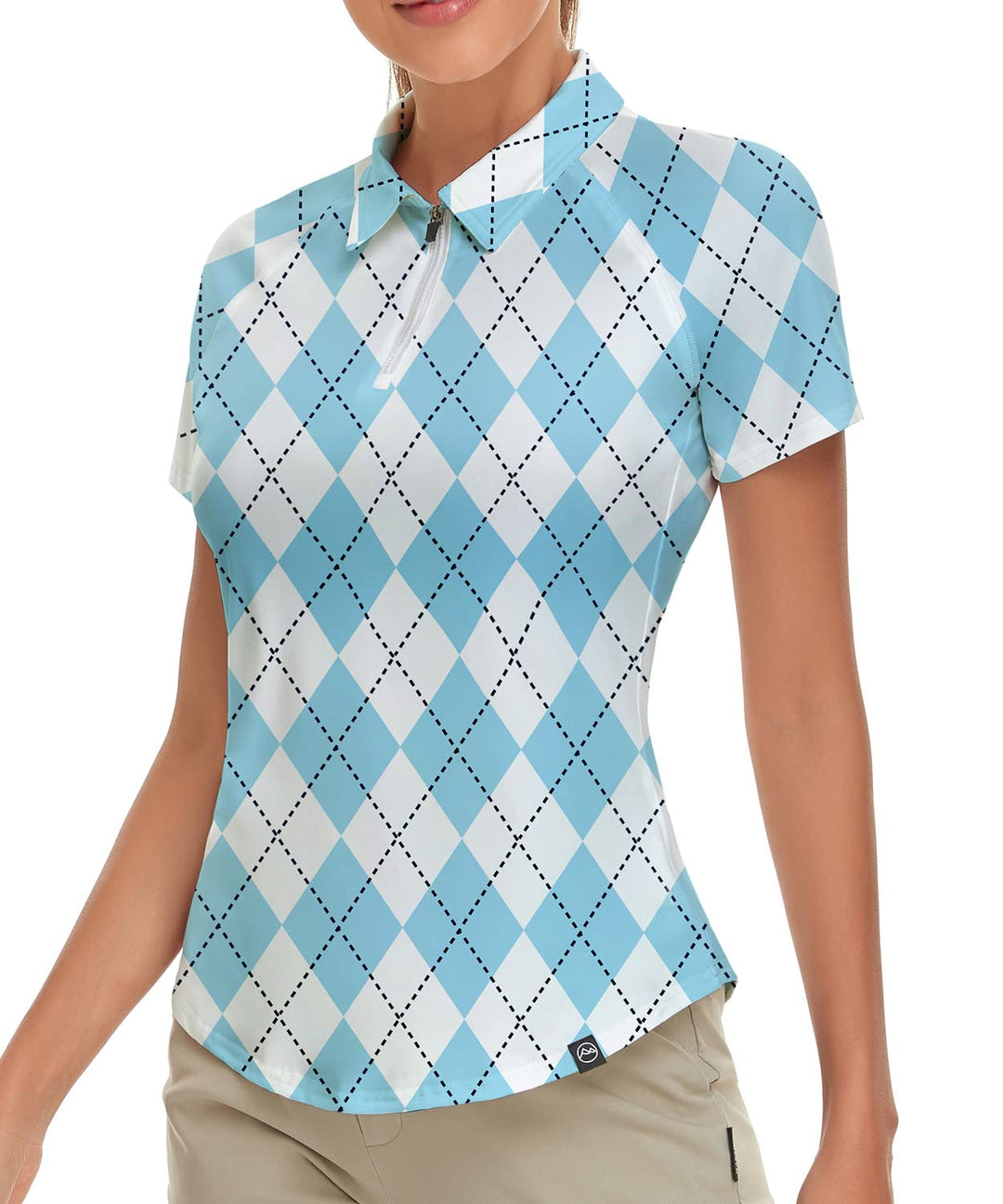 Soneven Poloshirt für Damen Kurzarm Sportshirt Damen mit 1/4 Reissverschluss Sport Tshirts Damen Sch
